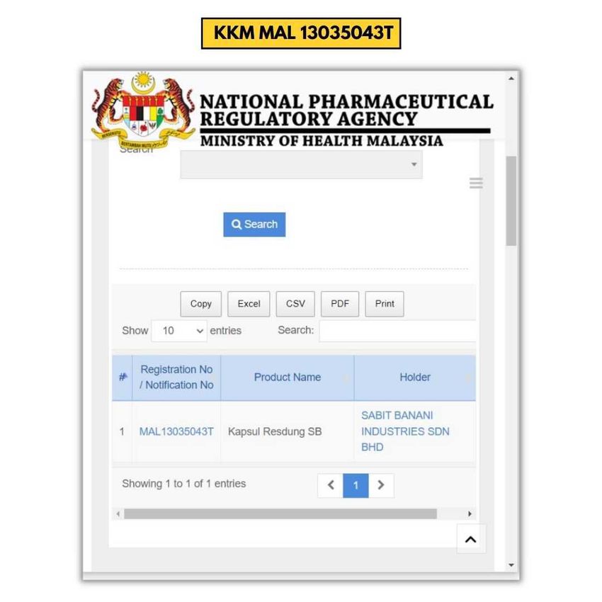 Dokumen kelulusan KKM Kapsul Resdung SB MAL13035043T